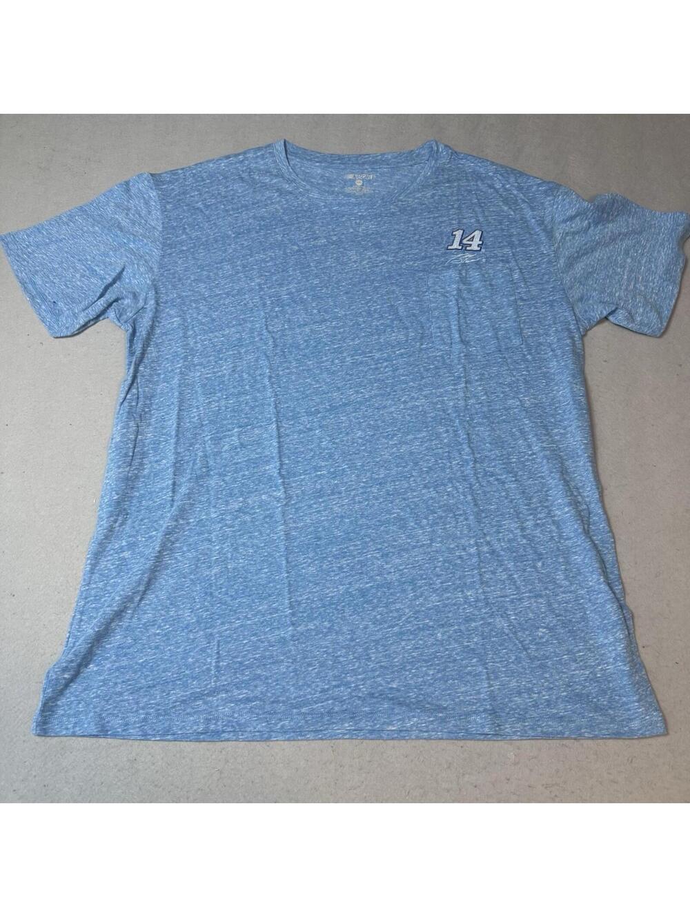NASCAR Tony Stewart #14 Blue Pocket T‎ Shirt Men’s 2XL Heather Short Sleeve